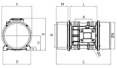 Dimensiuni Motor vibrator trifazat MVE 2300/3 OLI Dimensiuni Motor vibrator trifazat MVE 2300/3 OLI