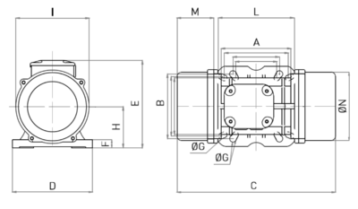 Dimensiuni Motor vibrator trifazat MVE 300/3 OLI Dimensiuni Motor vibrator trifazat MVE 300/3 OLI