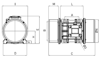 Dimensiuni Motor vibrator trifazat MVE 500/3 OLI Dimensiuni Motor vibrator trifazat MVE 500/3 OLI