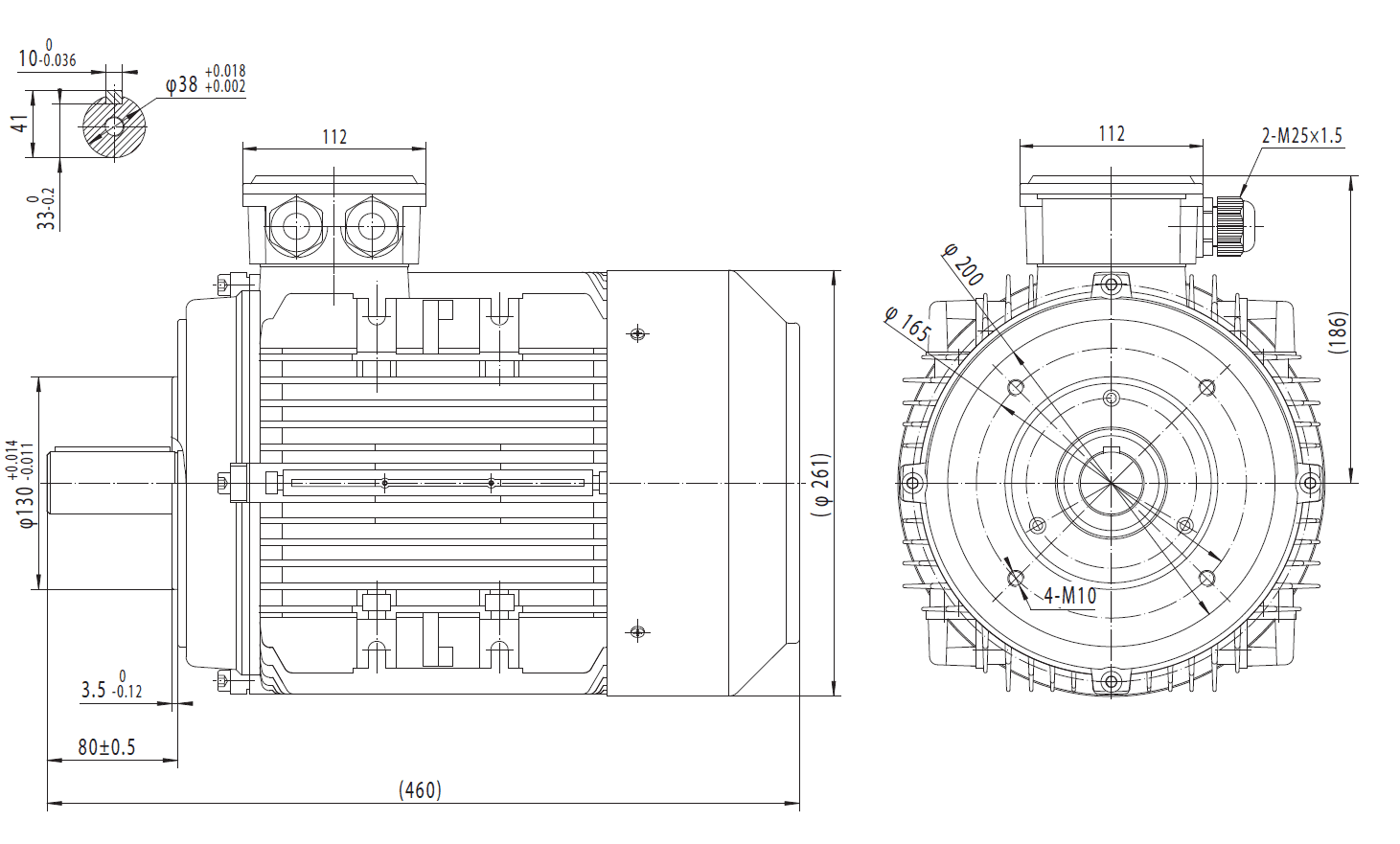 Dimensiuni-motor-132B14 Motor electric trifazat 7.5kw 3000rpm 132 B14 aLL - Dimensiuni motor 132B14