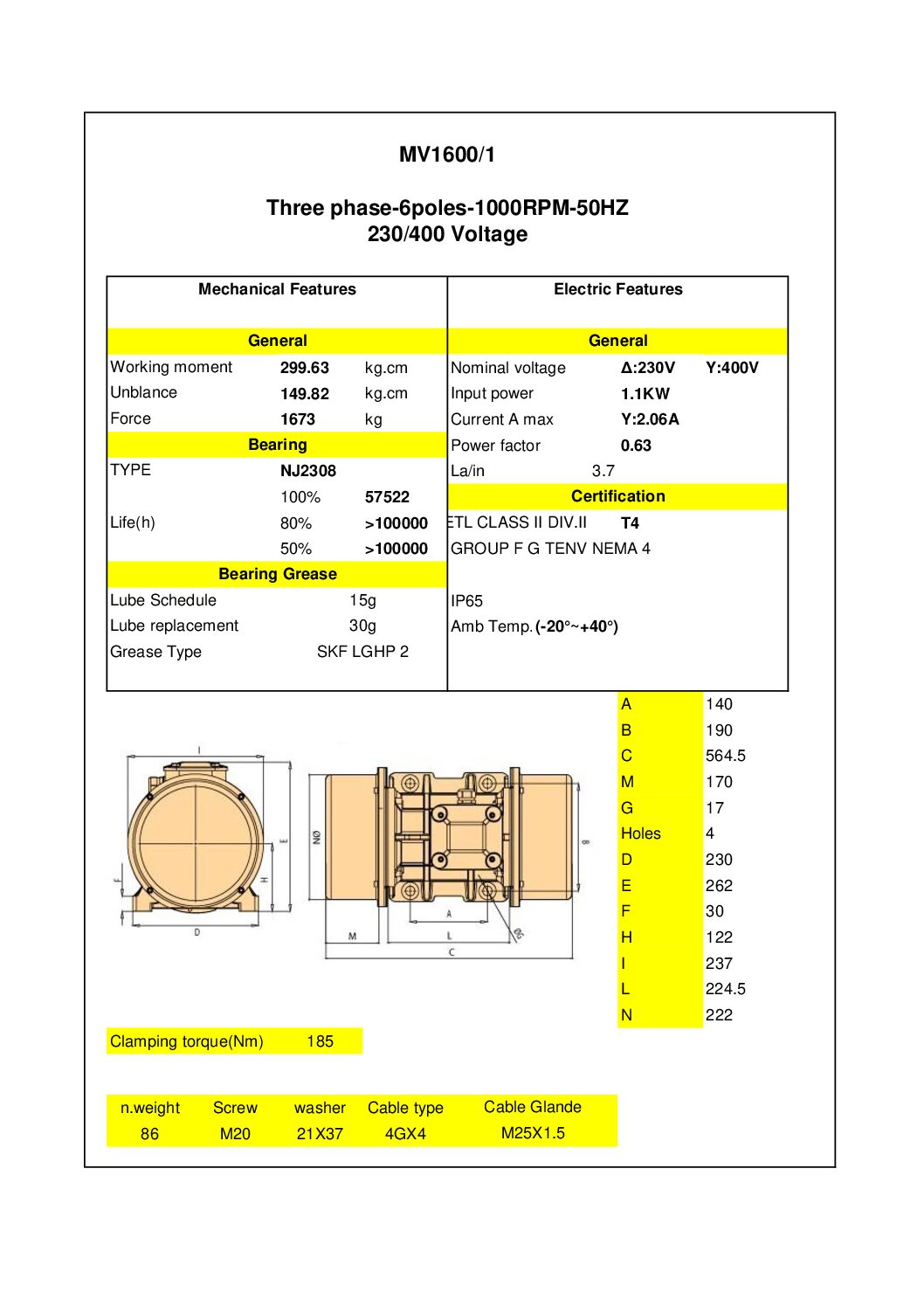 Dimensiuni motor vibrant trifazat 1600-1 aLL Motor vibrator trifazat 1600/1 aLL - Dimensiuni motor vibrant trifazat 1600 1 aLL pdf