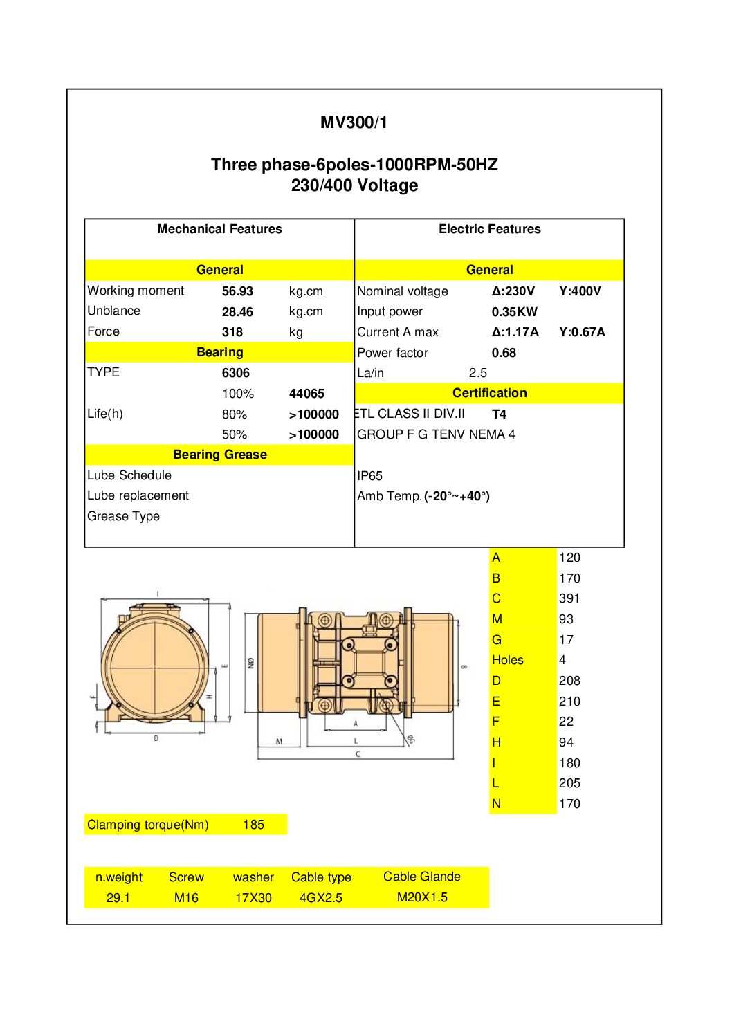 Dimensiuni motor vibrant trifazat 300-1 aLL Motor vibrator trifazat 300/1 aLL - Dimensiuni motor vibrant trifazat 300 1 aLL pdf