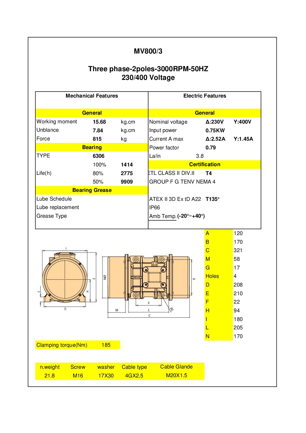 Dimensiuni motor vibrant trifazat 800-3T aLL Motor vibrator trifazat 800/3T aLL - Dimensiuni motor vibrant trifazat 800 3T aLL pdf