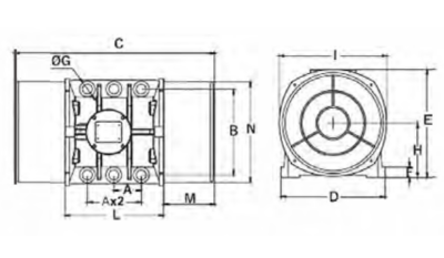 Dimensiuni motor vibrator trifazat 10000/15 aLL Dimensiuni motor vibrator trifazat 10000/15 aLL