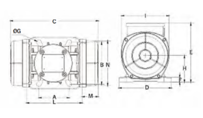 Dimensiuni motor vibrator trifazat 300/15 aLL Dimensiuni motor vibrator trifazat 300/15 aLL
