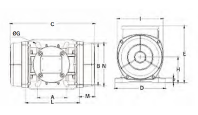 Dimensiuni motor vibrator trifazat 50/1 aLL Dimensiuni motor vibrator trifazat 50/1 aLL
