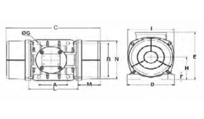 Dimensiuni motor vibrator trifazat 500/1 aLL Dimensiuni motor vibrator trifazat 500/1 aLL