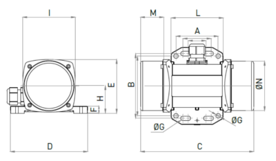 Dimensiuni motor vibrator trifazat MVE 41/3E-MICRO Dimensiuni motor vibrator trifazat MVE 41/3E-MICRO