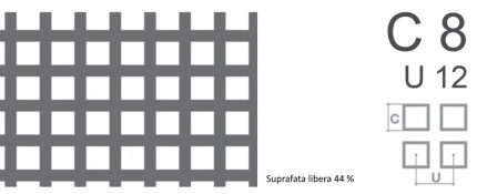 Tabla perforata inox 1-1000-2000mm C8 U12