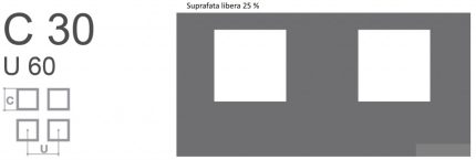 Tabla perforata otel 2-1000-2000mm C30 U60