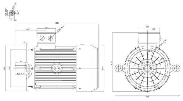 Dimensiuni Motor electric trifazat 110kw 750rpm 315 B5