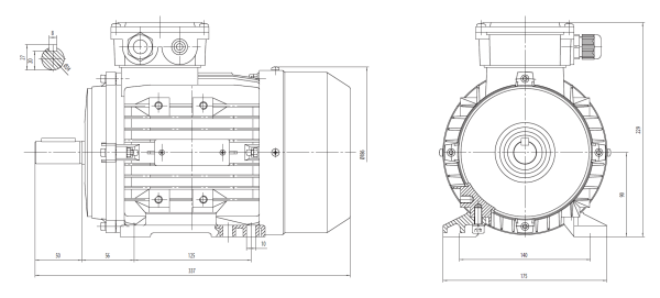 Dimensiuni Motor electric trifazat 3kw 3000rpm 90 B3