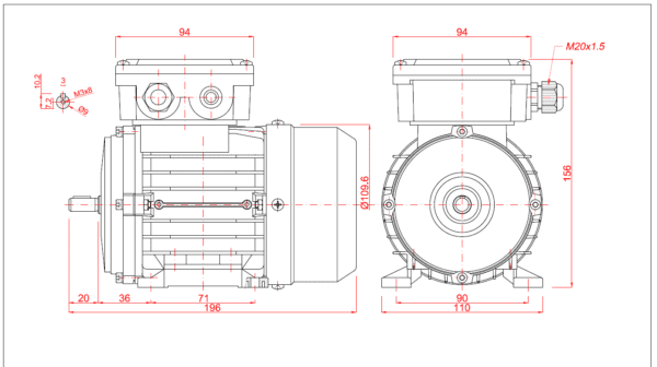 Motor electric trifazat 0 09kw 1400rpm 56 B3 1