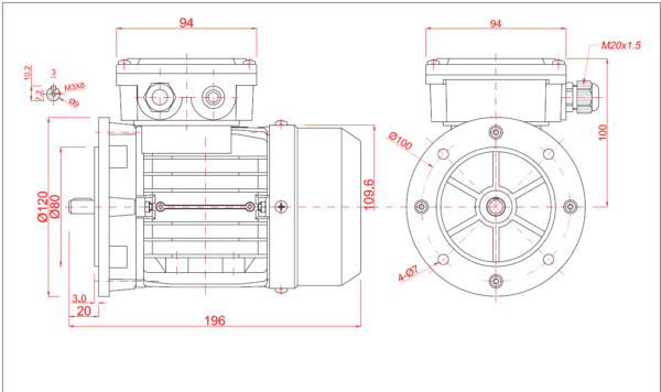 Motor electric trifazat 0 09kw 1400rpm 56 B5 1