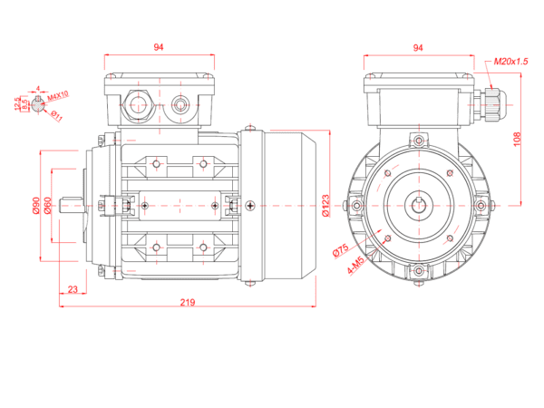 Motor electric trifazat 0 12kw 1400rpm 63 B14 1