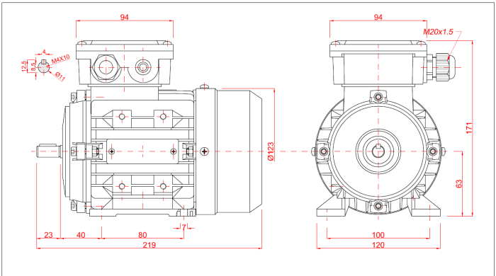 Motor electric trifazat 0 12kw 1400rpm 63 B3 1