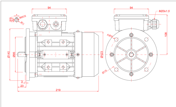 Motor electric trifazat 0 12kw 1400rpm 63 B5 1