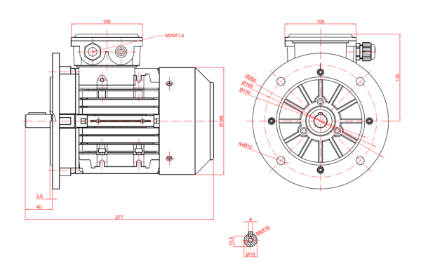 Motor electric trifazat 0 18kw 750rpm 80 B5 1