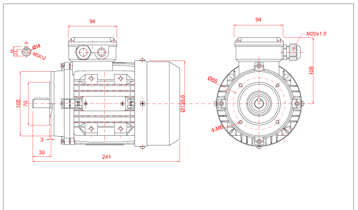 Motor electric trifazat 0 25kw 1400rpm 71 B14 1