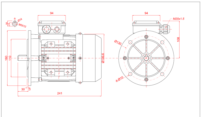Motor electric trifazat 0 25kw 1400rpm 71 B5 1