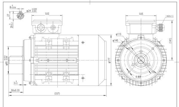 Motor electric trifazat 0 37kw 750rpm 90 B14 1