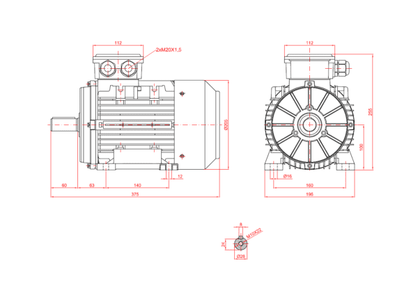 Motor electric trifazat 0 75kw 750rpm 100 B3 1