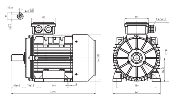 Motor electric trifazat 1 5kw 750rpm 112 B3 1