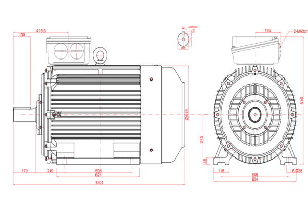 Motor electric trifazat 110kw 1400rpm 315 B3 1