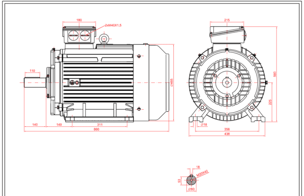 Motor electric trifazat 18 5kw 750rpm 225 B3 1