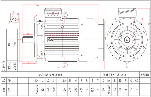 Motor electric trifazat 18 5kw 750rpm 225 B5 1