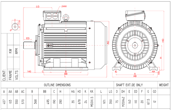 Motor electric trifazat 37kw 750rpm 280 B3 1