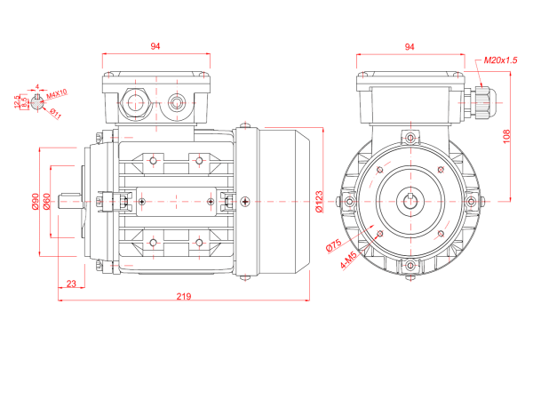 Motor electric monofazat 0.12kw 1400rpm 63 B14 - 63B14