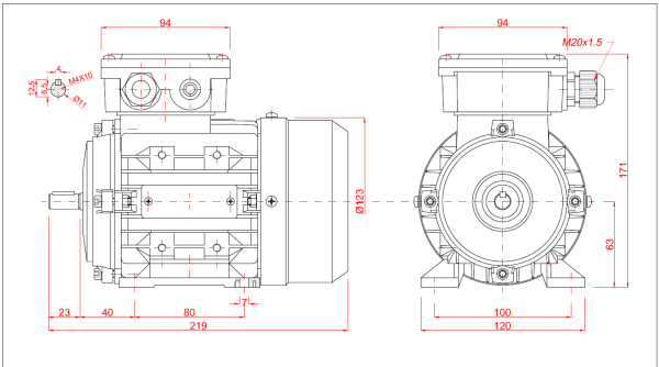 Motor electric monofazat 0.18kw 1400rpm 63 B3 - 63B3 1