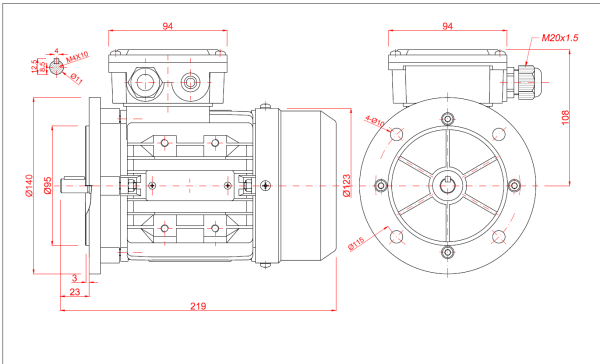 Motor electric monofazat 0.18kw 3000rpm 63 B5 - 63B5 2