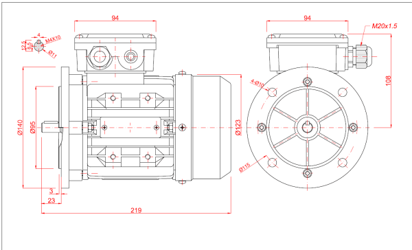 Motor electric monofazat 0.25kw 3000rpm 63 B5 - 63B5 3