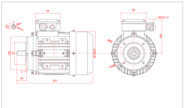 Motor electric monofazat 0.37kw 3000rpm 71 B14 - 71B14 3