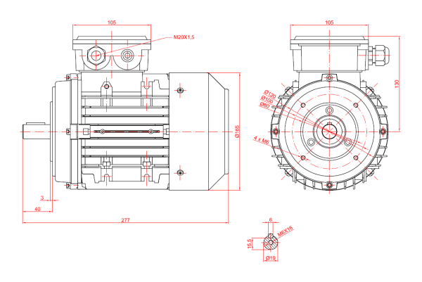 Motor electric monofazat 0.75kw 3000rpm 80 B14 - 80B14 3