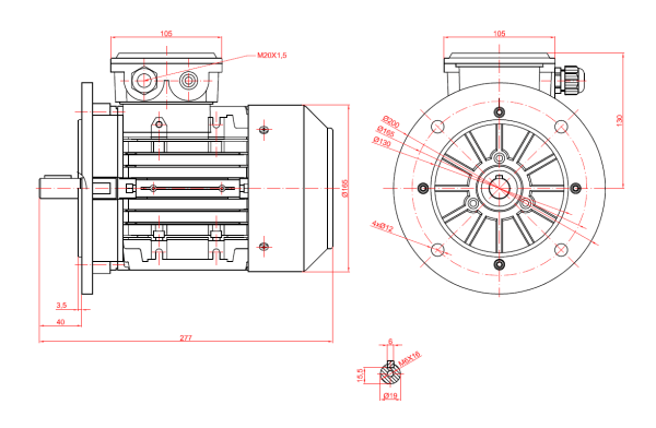 Motor electric monofazat 1.1kw 3000rpm 80 B5 - 80B5 2