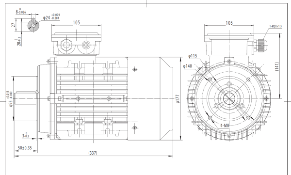 Motor electric monofazat 1.5kw 3000rpm 90 B14 - 90B14 2