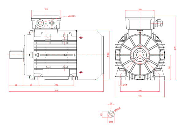 Motor electric monofazat 1.1kw 1400rpm 90 B3 - 90B3 1