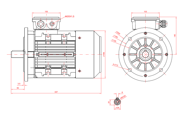 Motor electric monofazat 2.2kw 3000rpm 90 B5 - 90B5 2