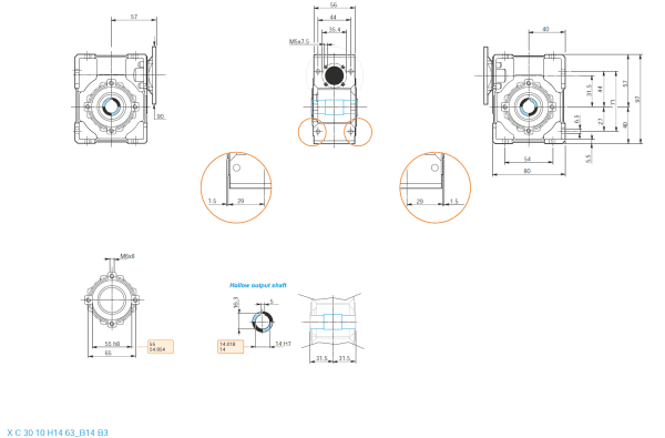 Reductor melcat 30 i5 63B14 H14 1