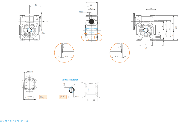 Reductor melcat 40 i5 71B14 H18 1