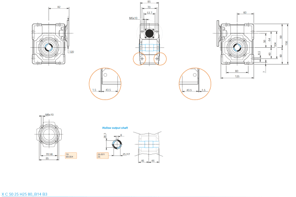 Reductor melcat 50 i5 80B14 H25 1