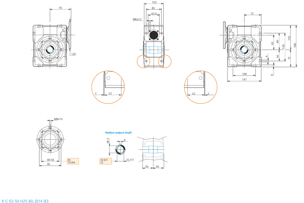 Reductor melcat 63 i7 5 80B14 H25 1