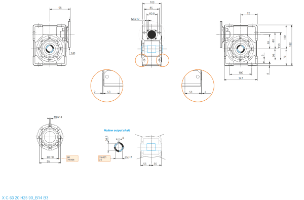 Reductor melcat 63 i7 5 90B14 H25 1