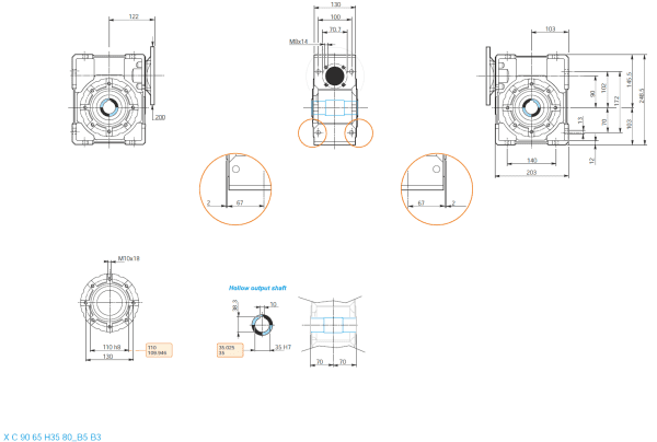 Reductor melcat 90 i25 80B5 H35 1