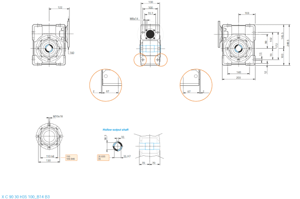 Reductor melcat 90 i7 5 100B14 H35 1