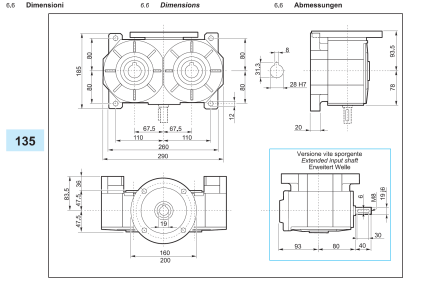 Reductor melcat cu iesire dubla VM 135 i40 80B5