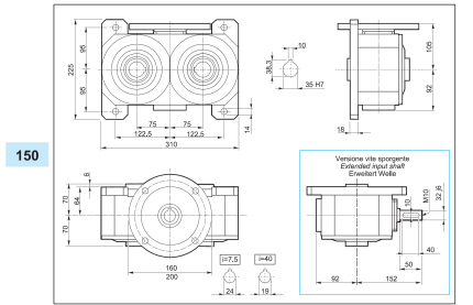  Reductor melcat cu iesire dubla VM 150 i7 5 90B5 